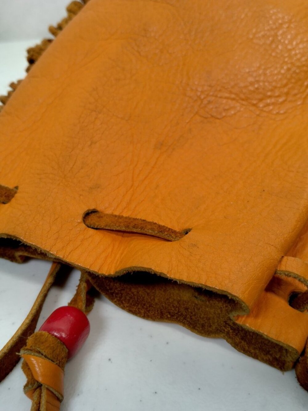 Vintage Old Fort Niagara Leather Pouch Youngstown New York Souvenir Brown Fringe - Picture 13 of 16